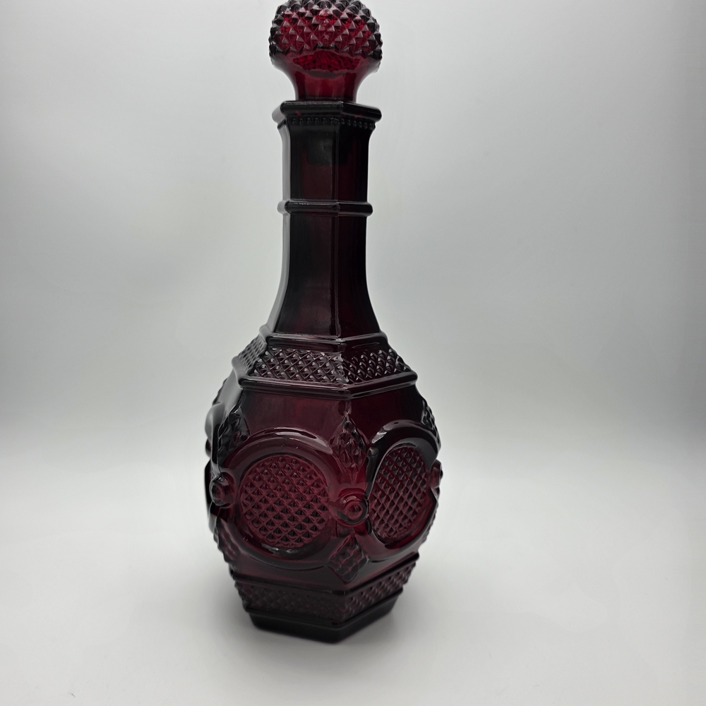 Elegant Ruby Red Glass Decanter Avon